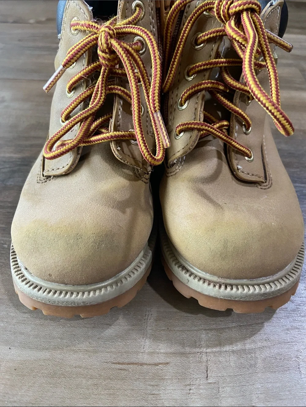 smartfit Tan Lace-Up Kids Work Boots with Side Zip